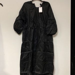 Dissh Noah Raglan Linen MIDI Dress - Black - Size 6 US